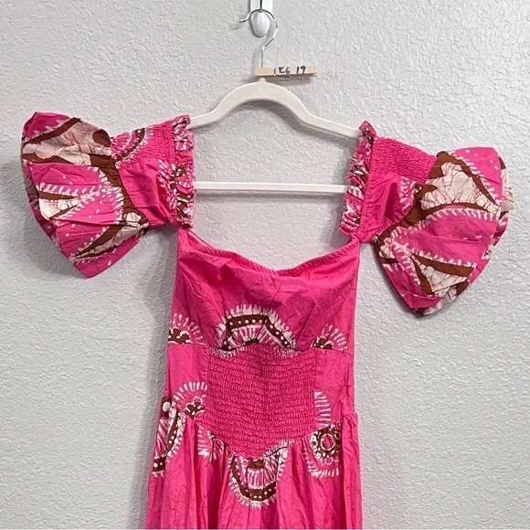 Anthropologie Love The Label Paisley Off the Shoulder Maxi Dress Pink size XS - Picture 4 of 13